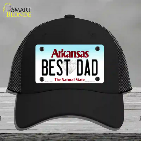 Best Dad Arkansas Novelty License Plate Hat Mesh / Black