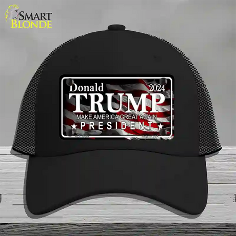 Trump 2024 Novelty License Plate Hat Mesh / Black