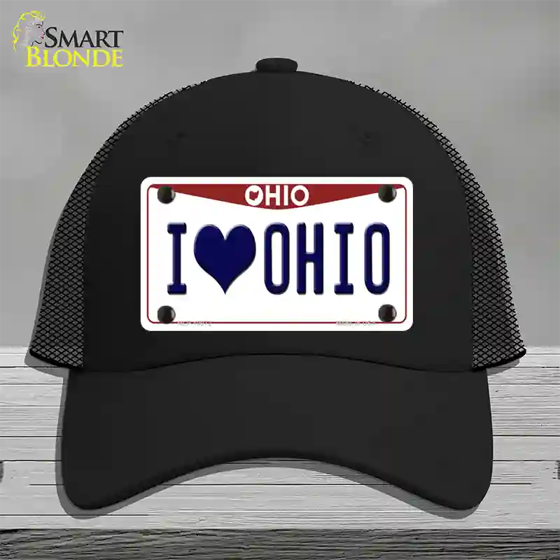 I Love Ohio Novelty License Plate Hat Mesh / Black