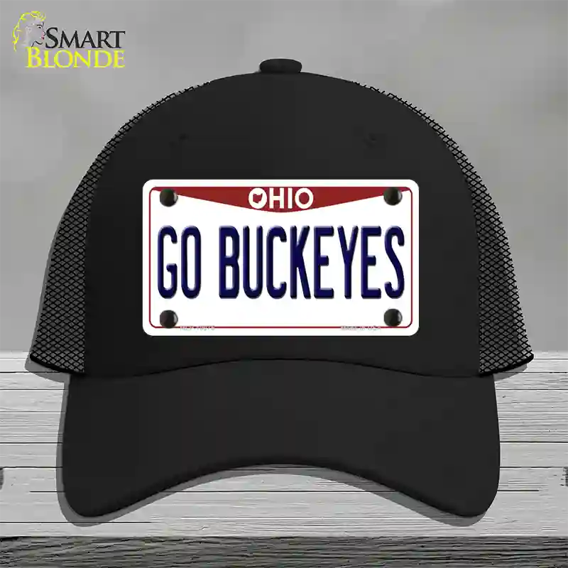 Go Buckeyes Ohio Novelty License Plate Hat Mesh / Black