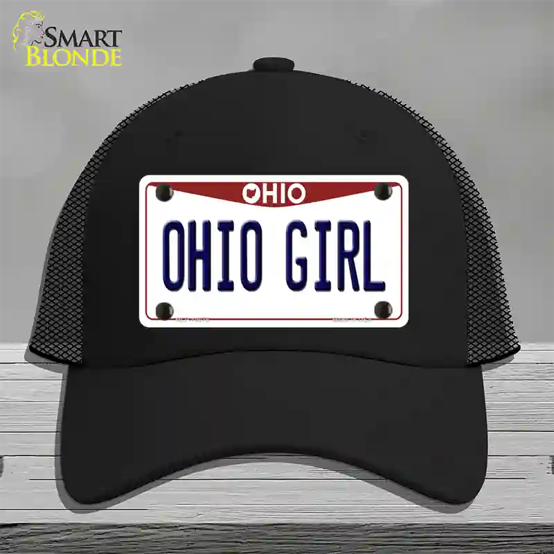 Ohio Girl Ohio Novelty License Plate Hat Mesh / Black