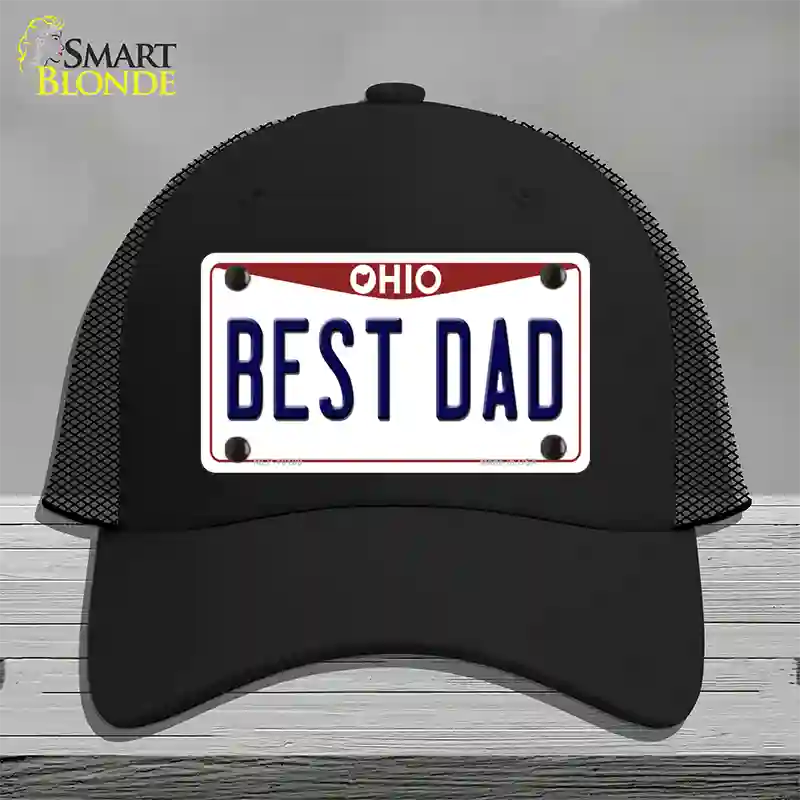 Best Dad Ohio Novelty License Plate Hat Mesh / Black