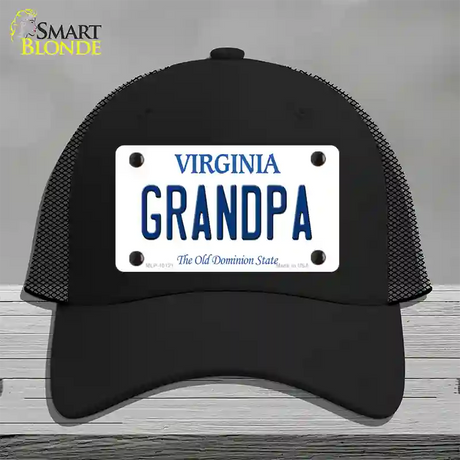 Grandpa Virginia Novelty License Plate Hat Mesh / Black