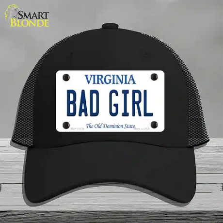 Bad Girl Virginia Novelty License Plate Hat Mesh / Black