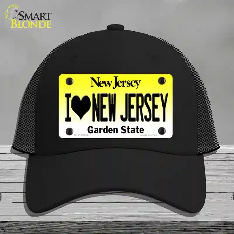 I Love New Jersey Novelty License Plate Hat Mesh / Black