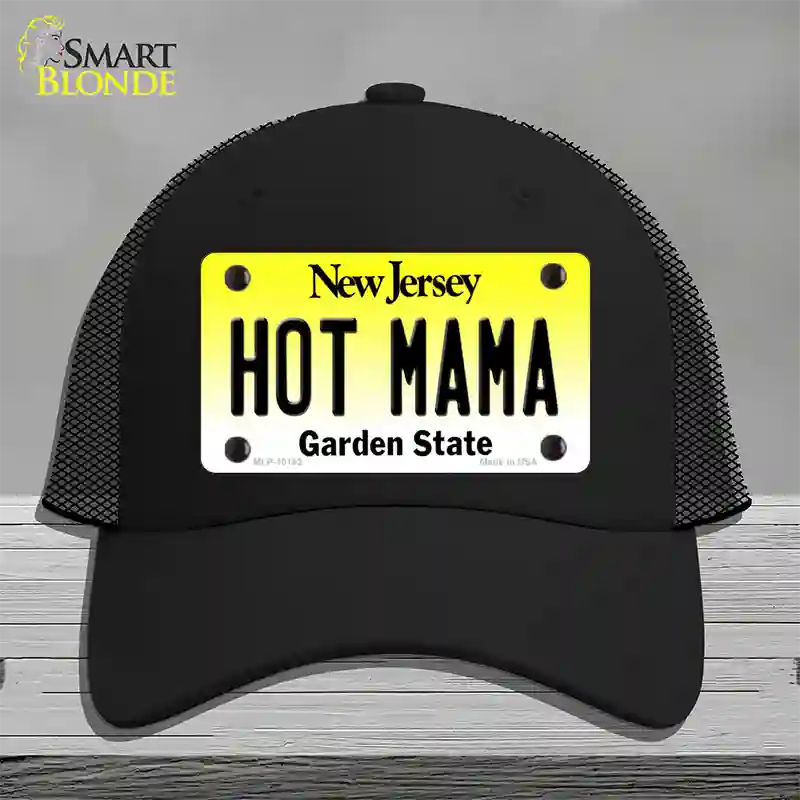 Hot Mama New Jersey Novelty License Plate Hat Mesh / Black