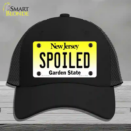 Spoiled New Jersey Novelty License Plate Hat Mesh / Black