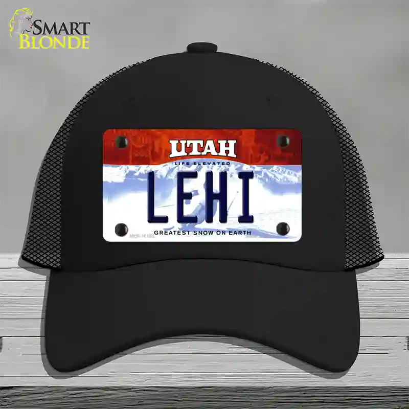 Lehi Utah Novelty License Plate Hat Mesh / Black