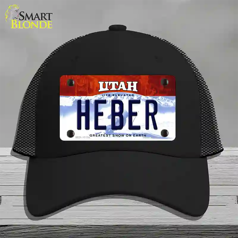 Heber Utah Novelty License Plate Hat Mesh / Black