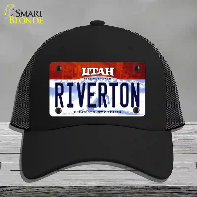 Riverton Utah Novelty License Plate Hat Mesh / Black