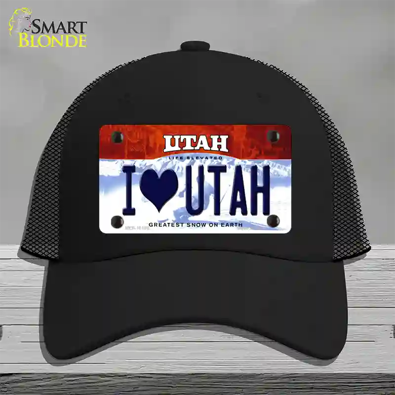 I Love Utah Novelty License Plate Hat Mesh / Black