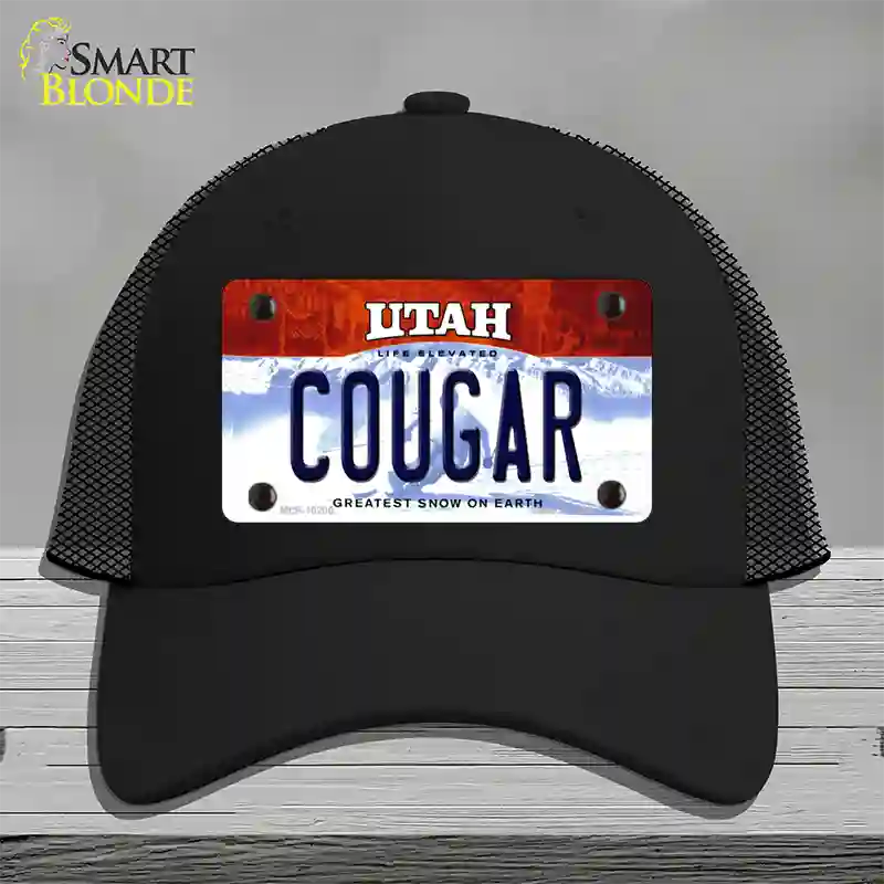 Cougar Utah Novelty License Plate Hat Mesh / Black