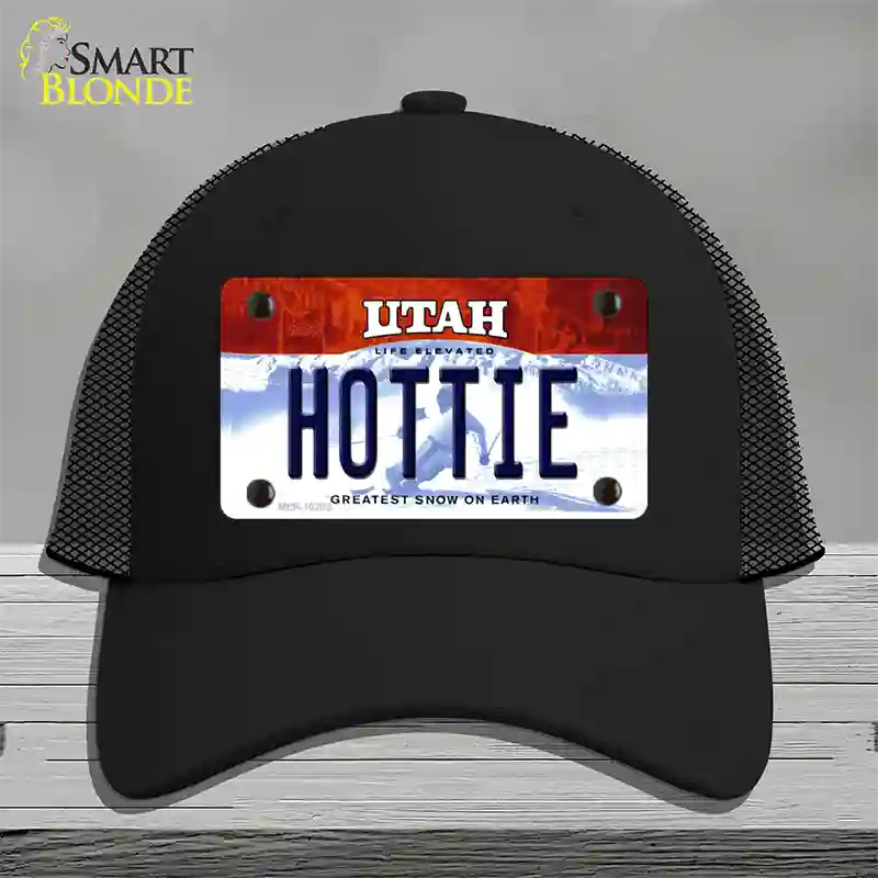 Hottie Utah Novelty License Plate Hat Mesh / Black