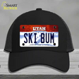 Ski Bum Utah Novelty License Plate Hat Mesh / Black