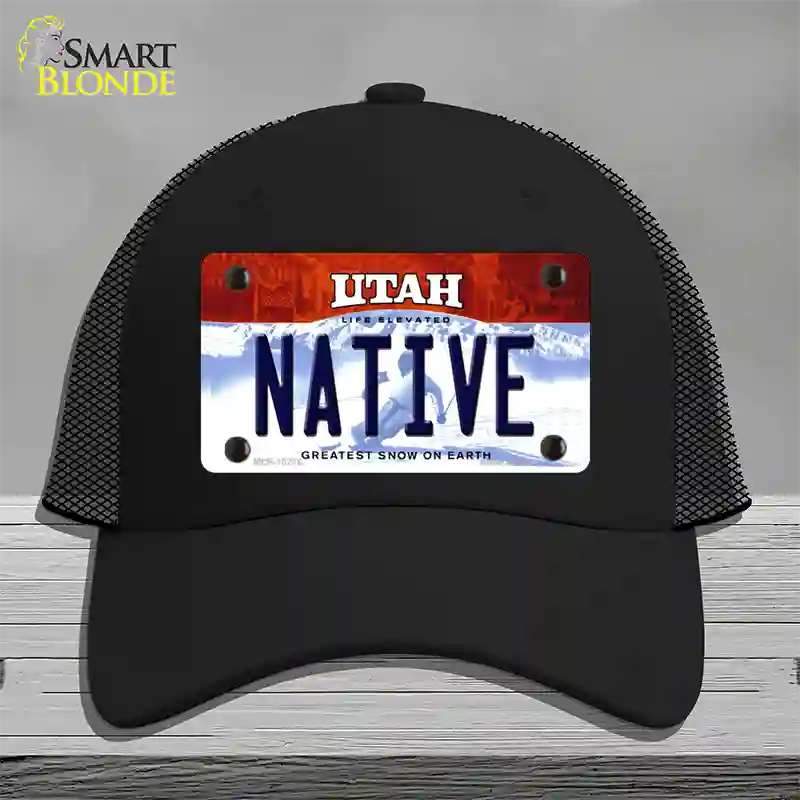 Native Utah Novelty License Plate Hat Mesh / Black