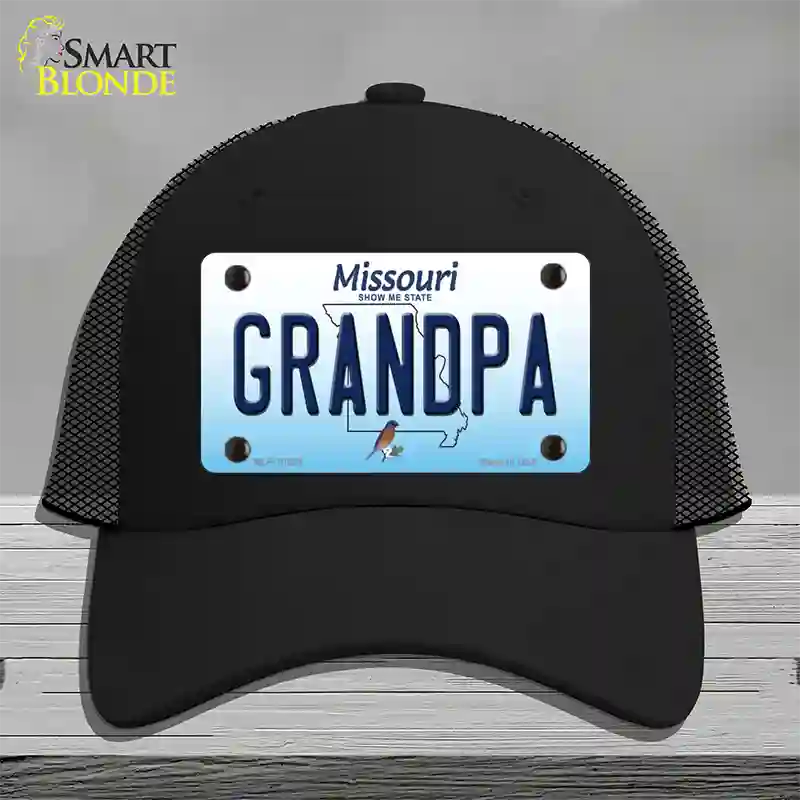 Grandpa Missouri Novelty License Plate Hat Mesh / Black