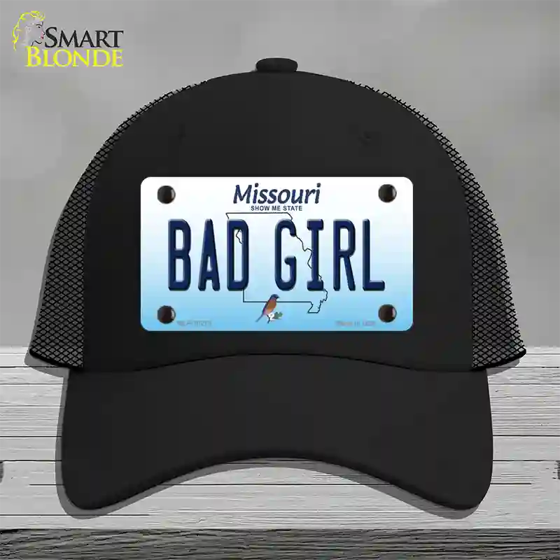 Bad Girl Missouri Novelty License Plate Hat Mesh / Black