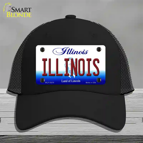 Illinois Land of Lincoln Novelty License Plate Hat Mesh / Black