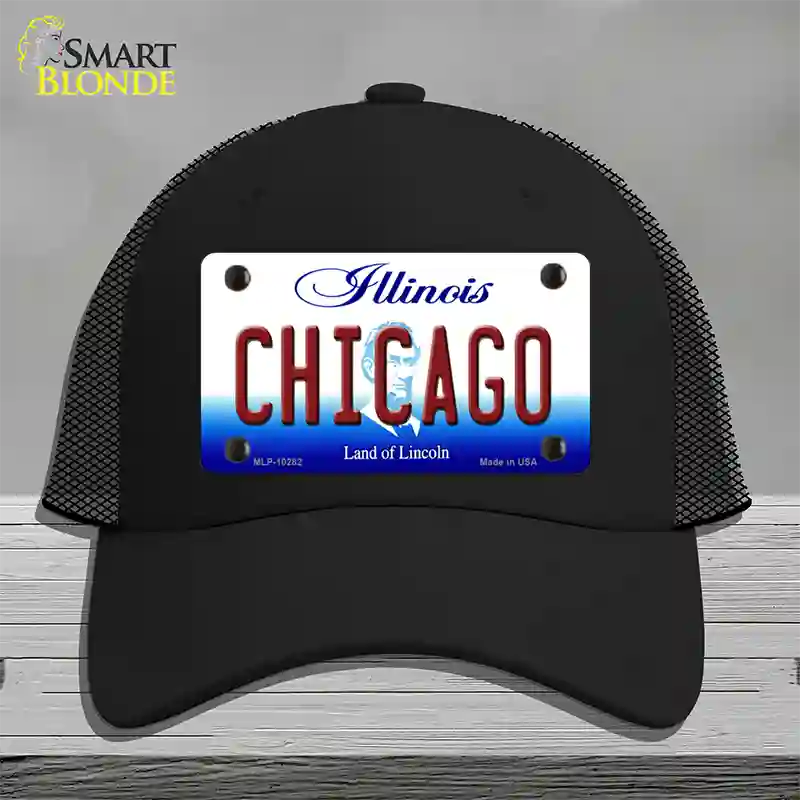 Chicago Illinois Novelty License Plate Hat Mesh / Black