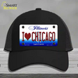 I Love Chicago Illinois Novelty License Plate Hat Mesh / Black