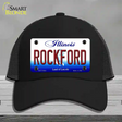 Rockford Illinois Novelty License Plate Hat Mesh / Black