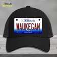 Waukegan Illinois Novelty License Plate Hat Mesh / Black