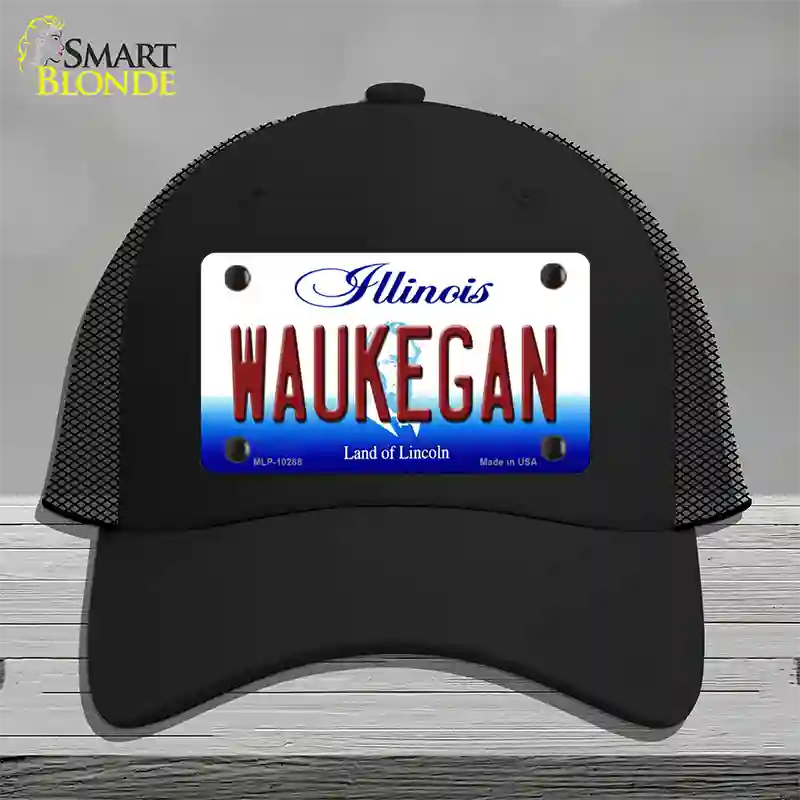 Waukegan Illinois Novelty License Plate Hat Mesh / Black