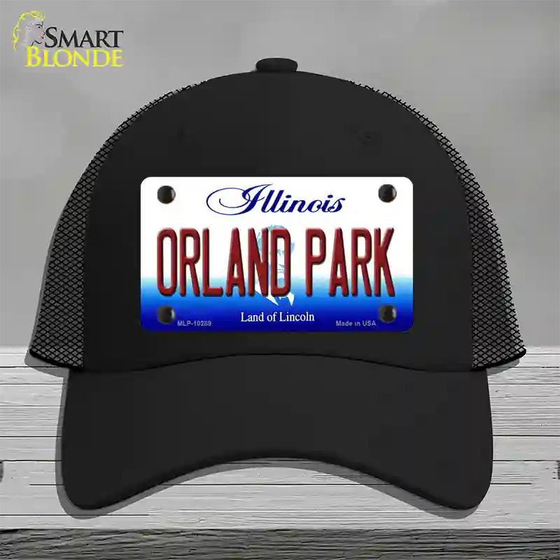 Orland Park Illinois Novelty License Plate Hat Mesh / Black