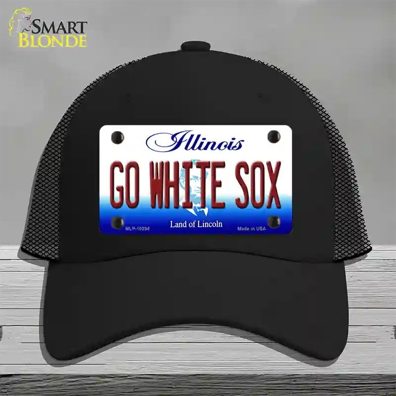 Go White Sox Illinois Novelty License Plate Hat Mesh / Black