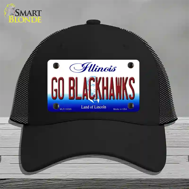 Go Blackhawks Illinois Novelty License Plate Hat Mesh / Black