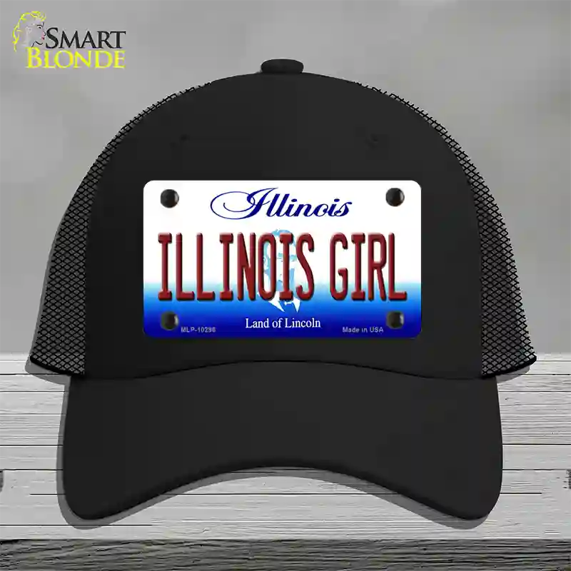 Illinois Girl Illinois Novelty License Plate Hat Mesh / Black