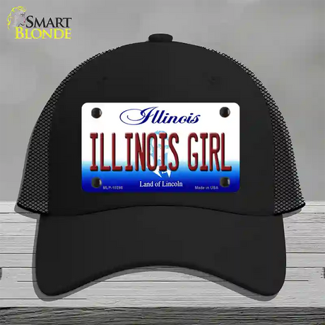 Illinois Girl Illinois Novelty License Plate Hat Mesh / Black