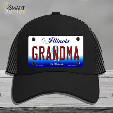 Grandma Illinois Novelty License Plate Hat Mesh / Black