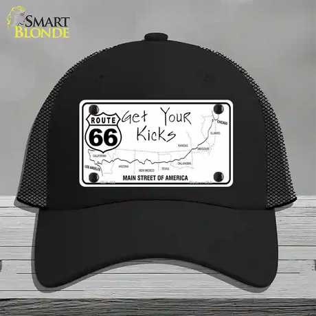 US Route 66 Map Novelty License Plate Hat Mesh / Black