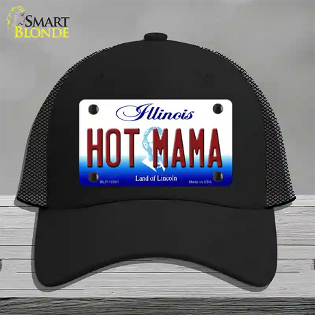 Hot Mama Illinois Novelty License Plate Hat Mesh / Black