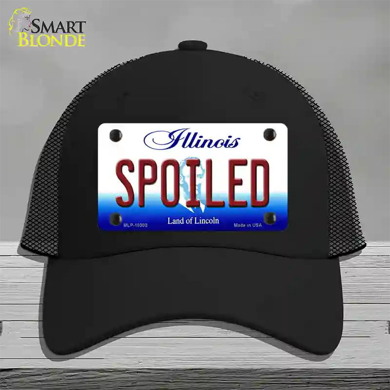 Spoiled Illinois Novelty License Plate Hat Mesh / Black