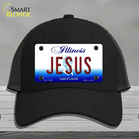 Jesus Illinois Novelty License Plate Hat Mesh / Black