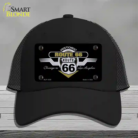 Route 66 Shield Wings Novelty License Plate Hat Mesh / Black