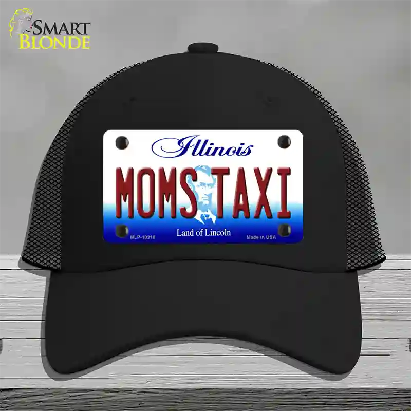 Moms Taxi Illinois Novelty License Plate Hat Mesh / Black