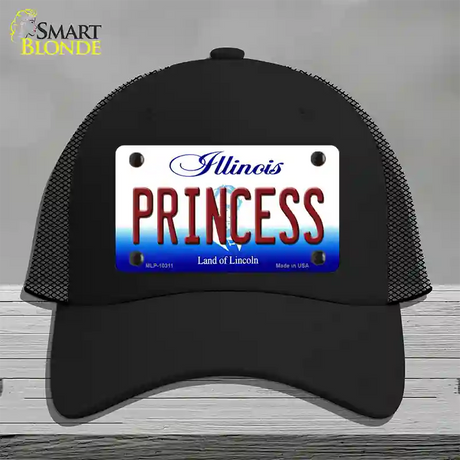 Princess Illinois Novelty License Plate Hat Mesh / Black