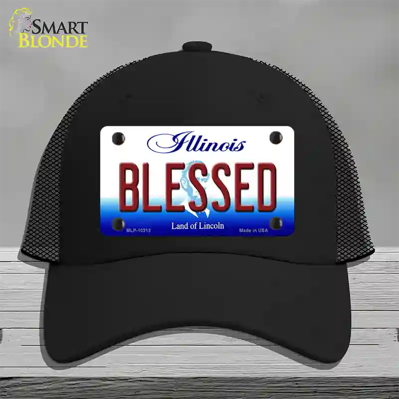 Blessed Illinois Novelty License Plate Hat Mesh / Black