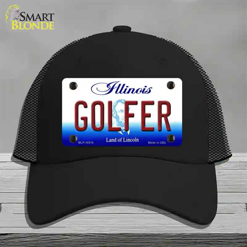 Golfer Illinois Novelty License Plate Hat Mesh / Black