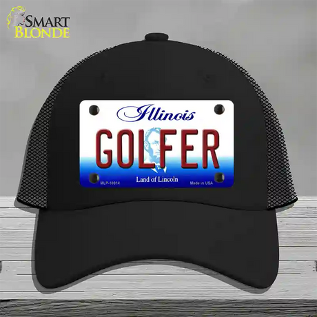 Golfer Illinois Novelty License Plate Hat Mesh / Black