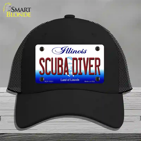 Scuba Diver Illinois Novelty License Plate Hat Mesh / Black