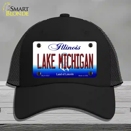 Lake Michigan Illinois Novelty License Plate Hat Mesh / Black