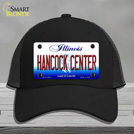 Hancock Center Illinois Novelty License Plate Hat Mesh / Black