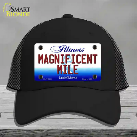 Magnificent Mile Illinois Novelty License Plate Hat Mesh / Black