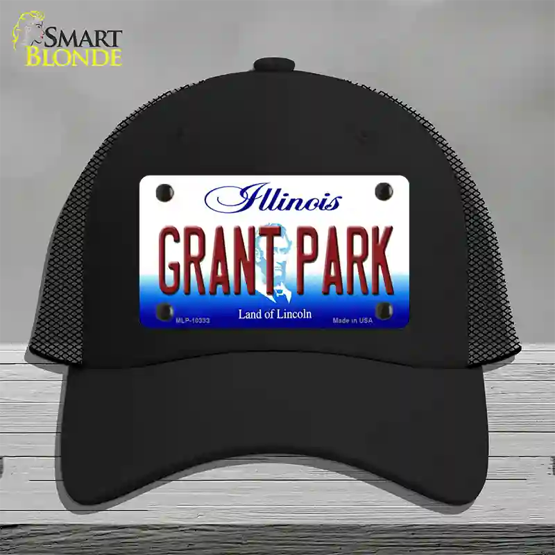 Grant Park Illinois Novelty License Plate Hat Mesh / Black