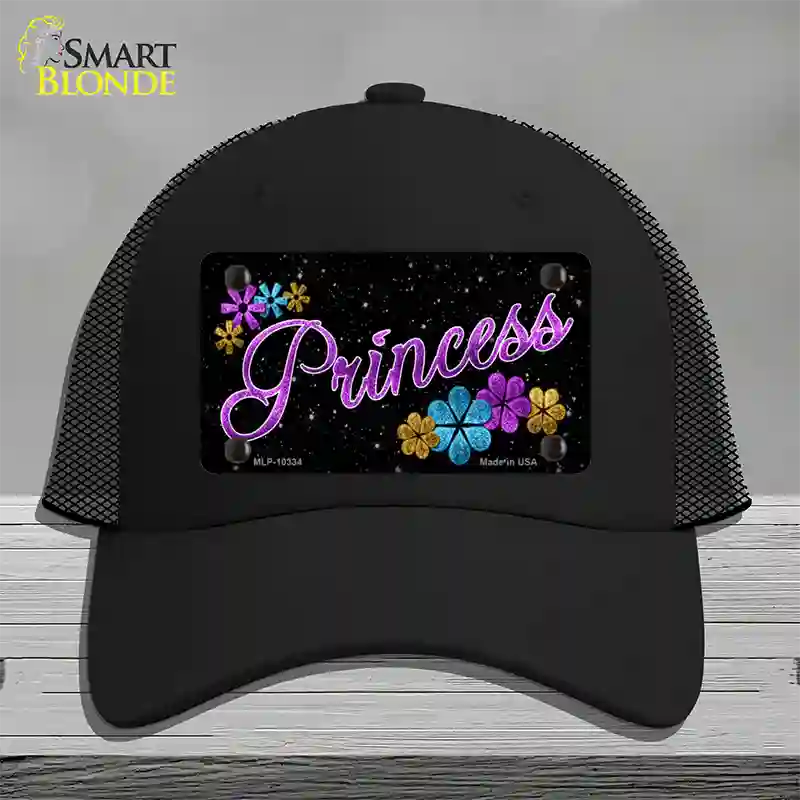 Princess Glitter Novelty License Plate Hat Mesh / Black