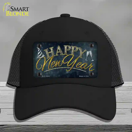 Happy New Year Novelty License Plate Hat Mesh / Black